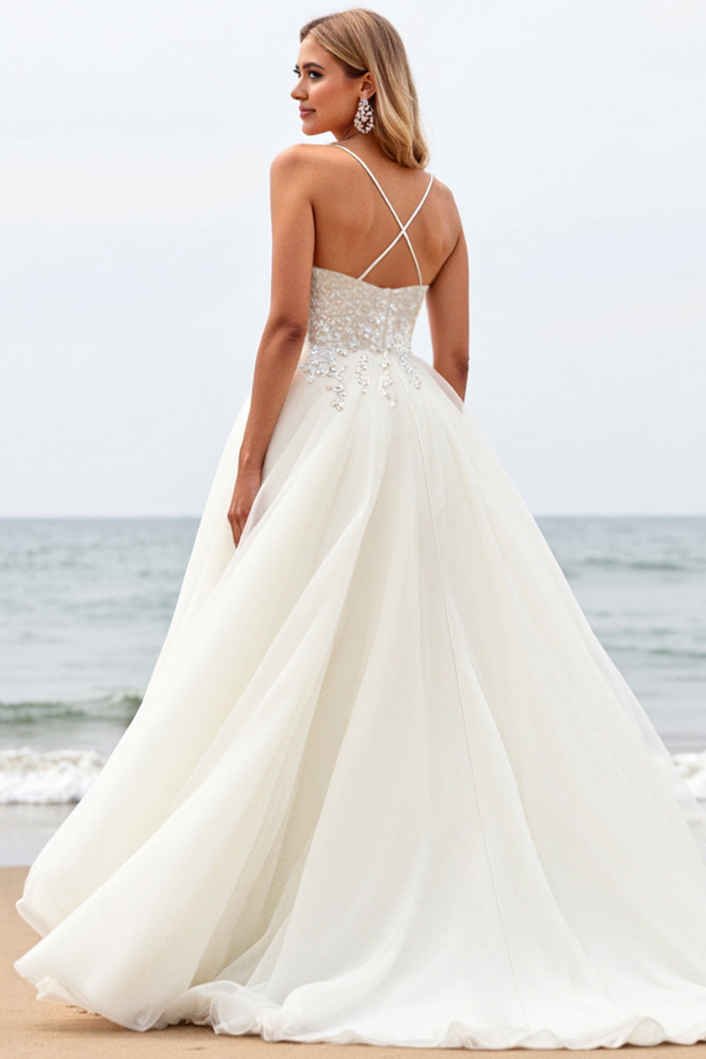 Strapless Ivory A-Line Corset Tulle Wedding Dress With Appliques