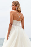 Strapless Ivory A-Line Corset Tulle Wedding Dress With Appliques