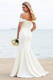 Mermaid Ivory Off The Shoulder Wedding Dress With Appliques