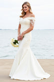 Mermaid Ivory Off The Shoulder Wedding Dress With Appliques