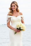 Mermaid Ivory Off The Shoulder Wedding Dress With Appliques