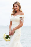 Mermaid Ivory Off The Shoulder Wedding Dress With Appliques