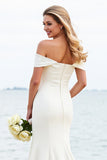 Mermaid Ivory Off The Shoulder Wedding Dress With Appliques