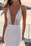 Mermaid Lace Spaghetti Straps Ivory Wedding Dress
