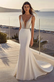 Mermaid Spaghetti Straps Ivory Sequin Long Wedding Dress