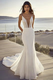 Sequin Ivory Mermaid Satin Wedding Dress