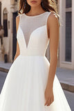 Ivory Tulle Illusion A Line Wedding Dress