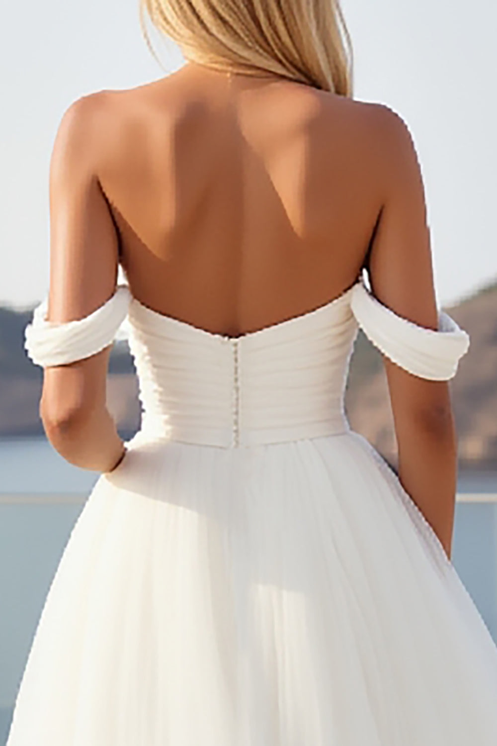 Tulle A Line Ivory Off The Shoulder Wedding Dress