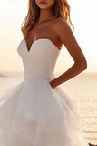 Ivory Tulle Strapless A Line Wedding Dress
