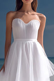 Strapless A-Line High Low Little White Graduation Dress