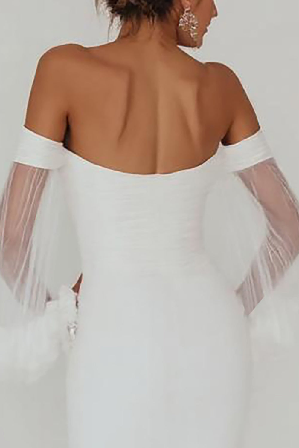 White Off the Shoulder Chiffon Tight Graduation Dress