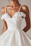 White A Line Spaghetti Straps Short Graduation Dress