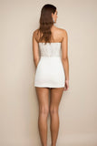 White Bodycon Strapless Graduation Dress with Sequins