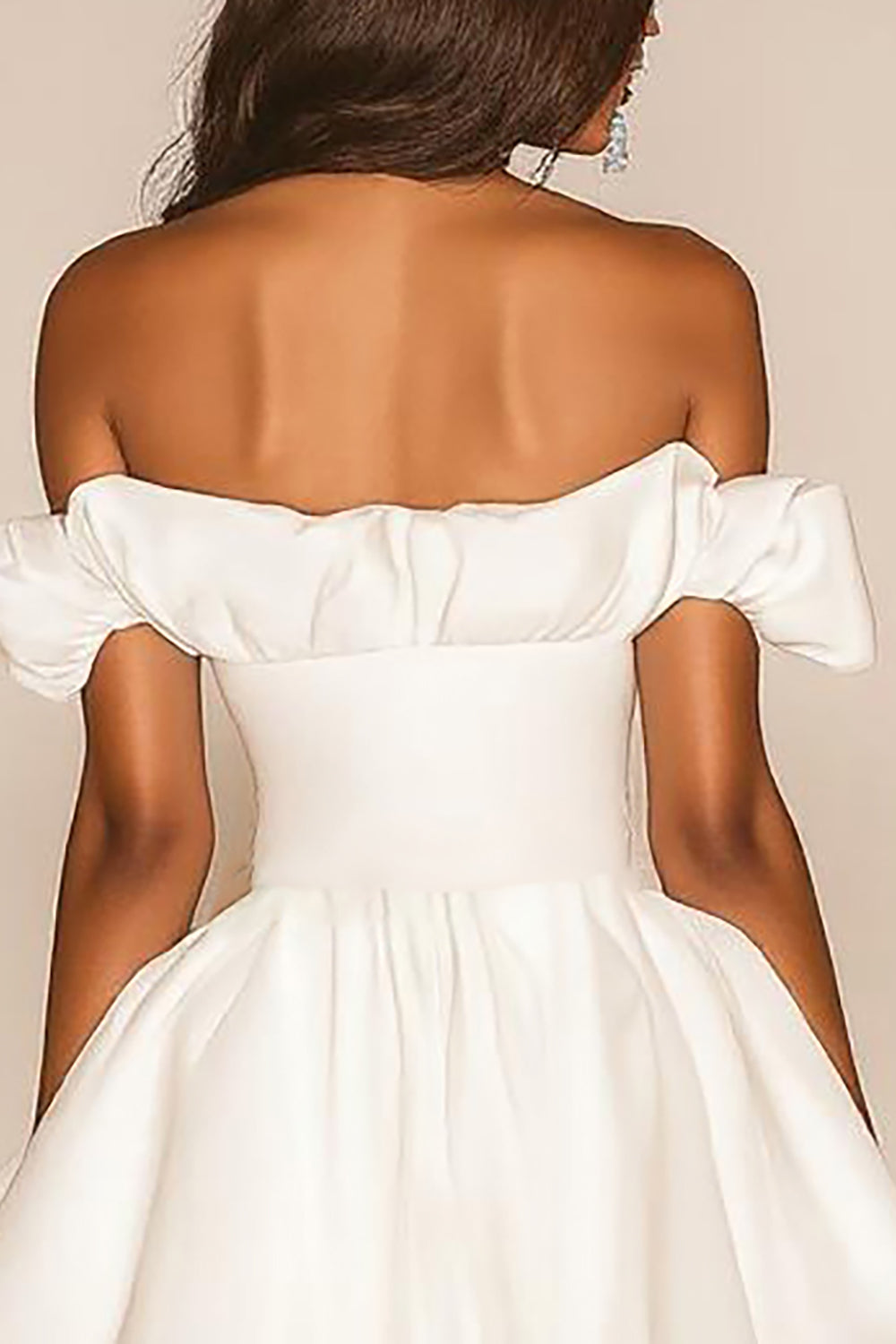 Cute White A Line Off the Shoulder Graduation Dress