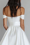 White A Line Off the Shoulder Graduation Dress