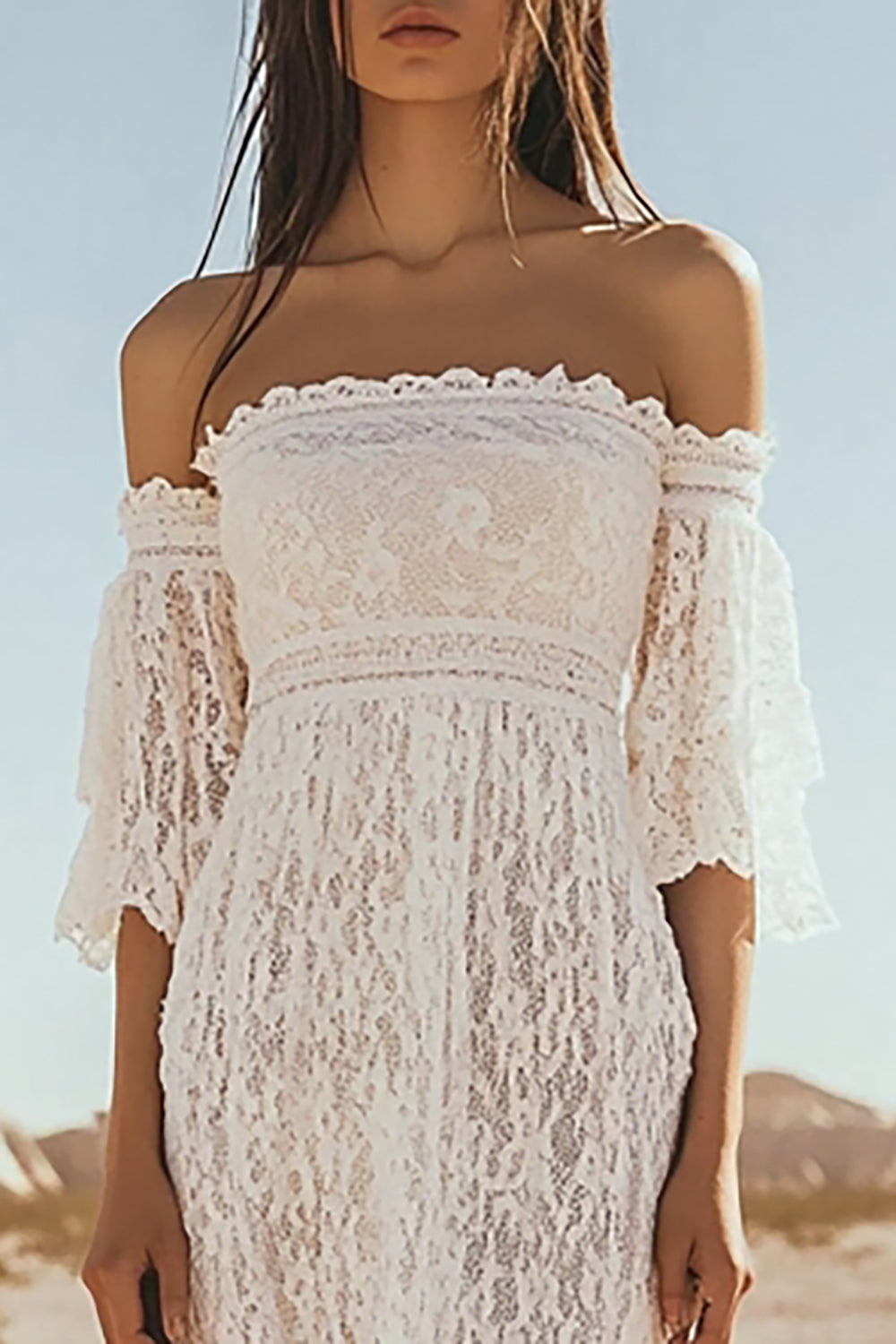 Sheath Lace Off the Shoulder White Wedding Dress