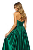 Halter Dark Green Long Prom Dress With Slit