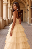 Blush Sweetheart Corset Tiered A Line Prom Dress