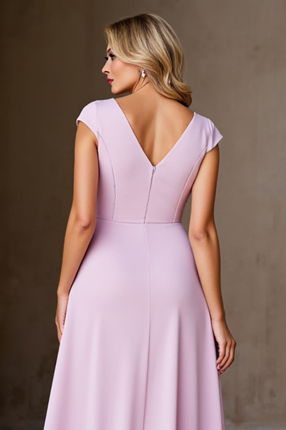 Candy Pink A Line Ruffled Long Mother of the Bride Dress with Slit