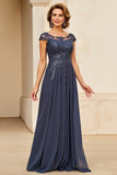 Twilight Applique Chiffon Mother of the Bride Dress with Cap Sleeves