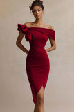 Off The Shoulder Satin Bodycon Little Black Dress