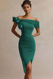 Off The Shoulder Satin Bodycon Little Black Dress