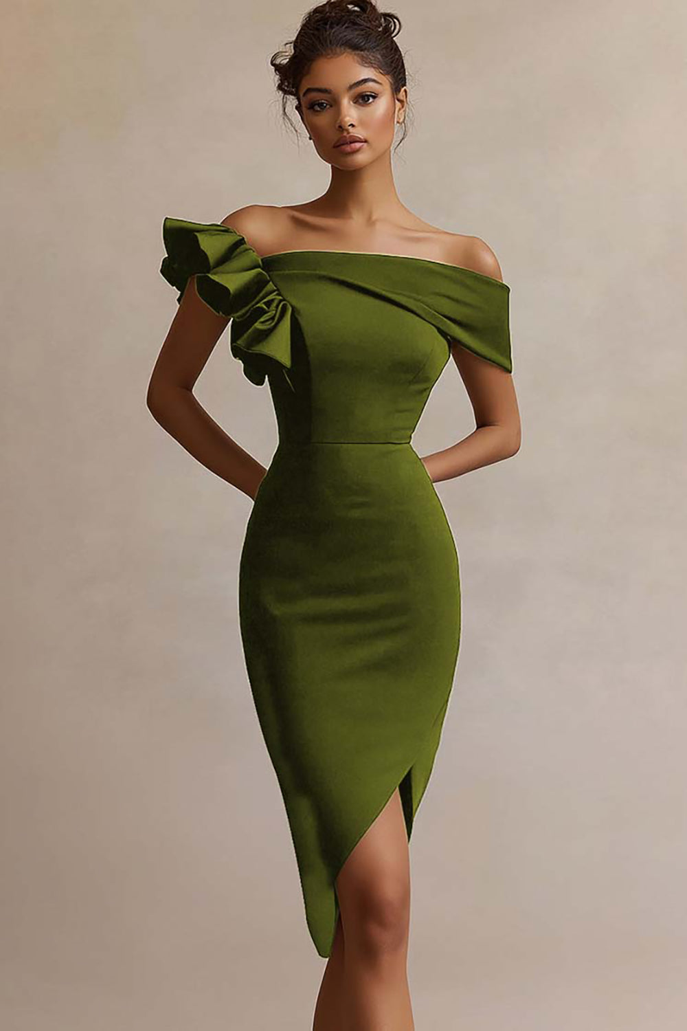 Off The Shoulder Satin Bodycon Little Black Dress