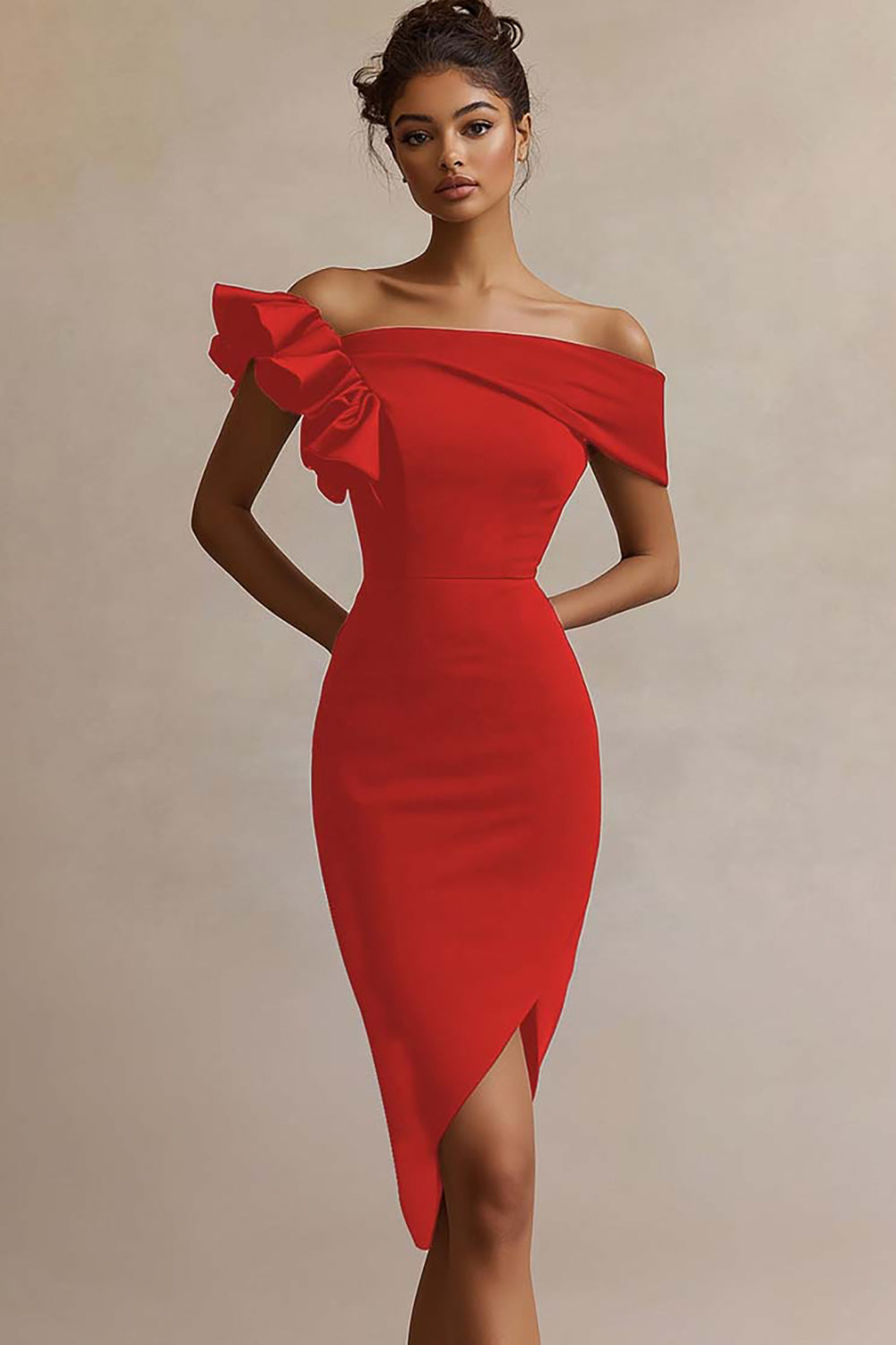 Off The Shoulder Satin Bodycon Little Black Dress