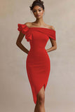 Off The Shoulder Satin Bodycon Little Black Dress