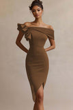 Off The Shoulder Satin Bodycon Little Black Dress