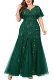 Sparkly Black Plus Size Long Mother of the Bride Dress with Appliques