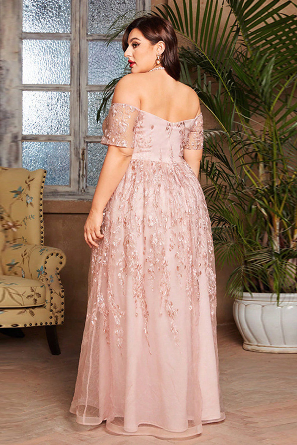 Blush Plus Size Long Mother of the Bride Dress with Appliques
