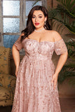 Blush Plus Size Long Mother of the Bride Dress with Appliques