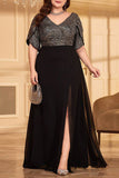 Black Chiffon A Line Plus Size Mother of the Bride Dress with Slit
