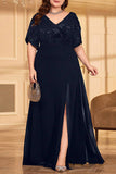Black Chiffon A Line Plus Size Mother of the Bride Dress with Slit