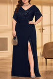 Black Chiffon A Line Plus Size Mother of the Bride Dress with Slit