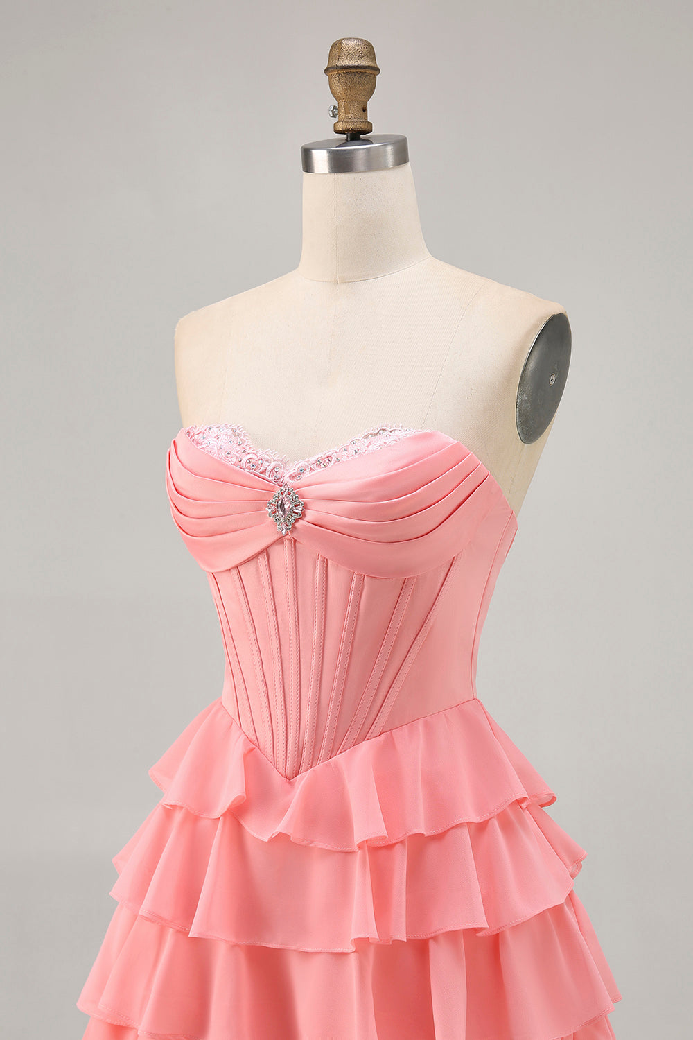 Blush Tiered A Line Strapless Short Graduation Dress