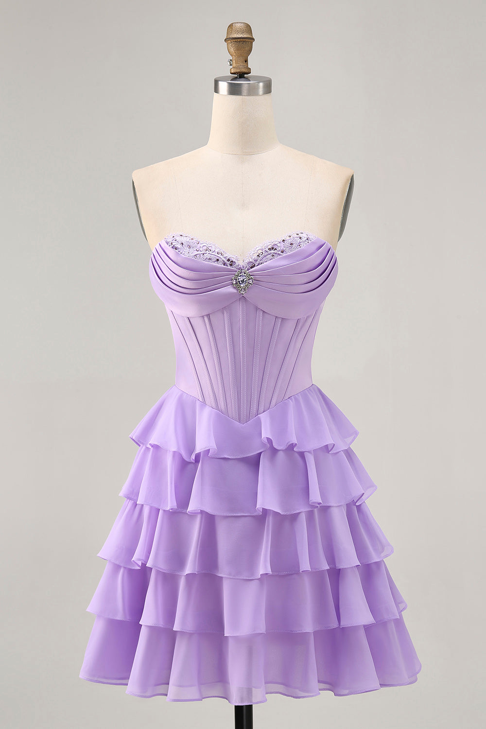 Blush Tiered A Line Strapless Short Graduation Dress