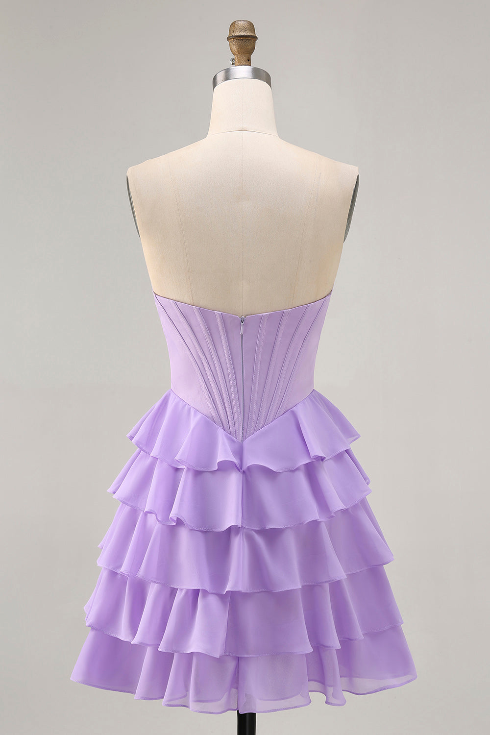 Blush Tiered A Line Strapless Short Graduation Dress
