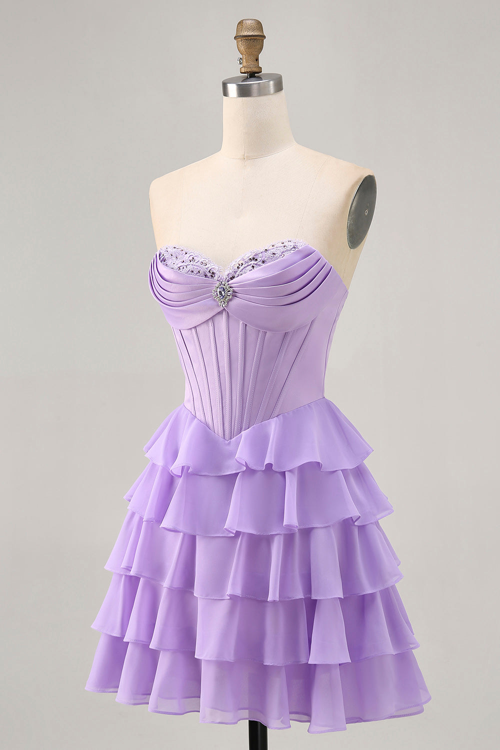 Blush Tiered A Line Strapless Short Graduation Dress