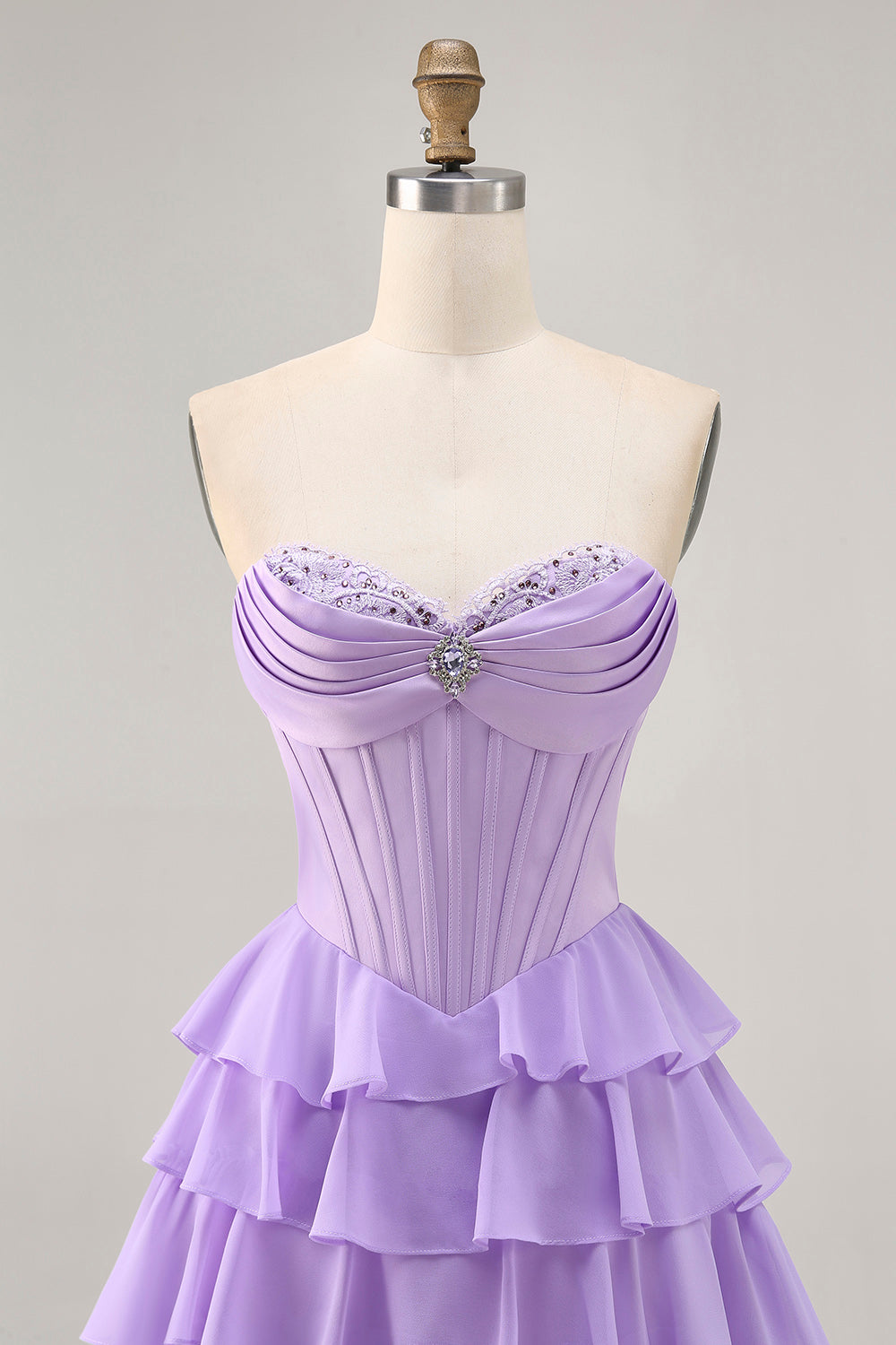 Blush Tiered A Line Strapless Short Graduation Dress