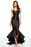 Black Mermaid Strapless Ruffled Long Evening Dress