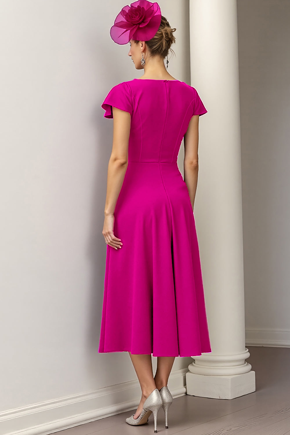 Burgundy A Line Floral Mother Of The Bride Dress