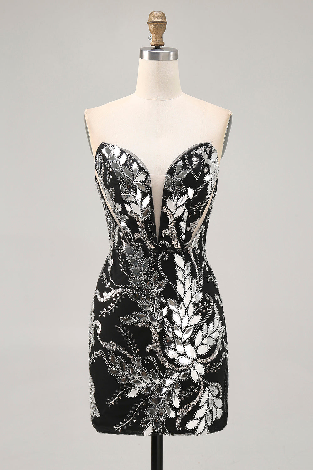 Sparkly Bodycon Sequins Little Black Dress with Beading
