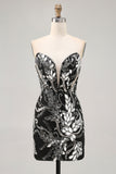 Sparkly Bodycon Sequins Little Black Dress with Beading