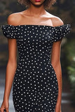 Off The Shoulder Mermaid White Polka Dots Dress