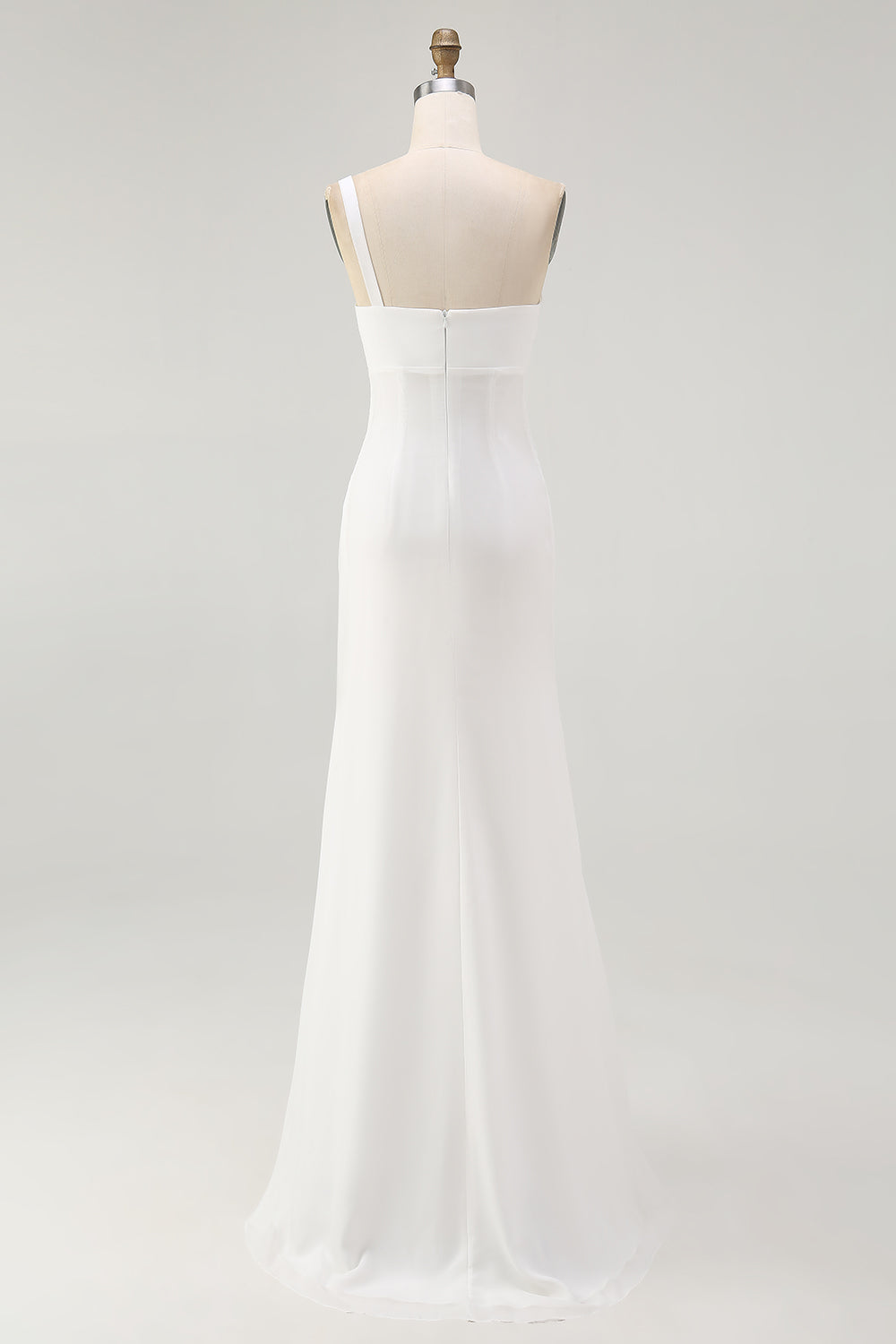 Ivory One Shoulder A Line Engagement Dress with Slit