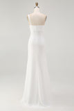 Ivory One Shoulder A Line Engagement Dress with Slit