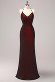 Mermaid Black Red Halter Appliqued Long Formal Dress