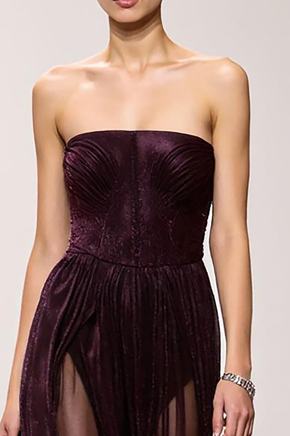 Coffee Strapless Sheath Long Evening Dress